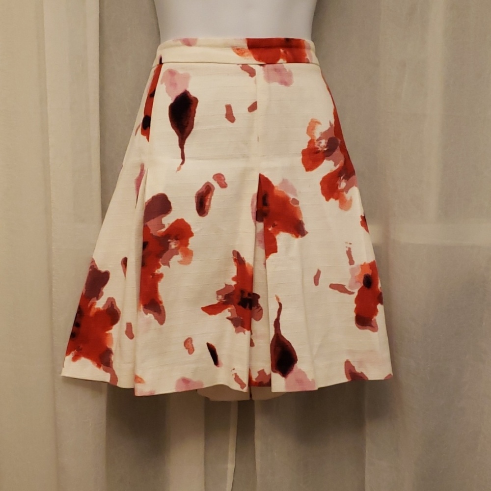 Dalia Cotton Skirt, abstract red flowers